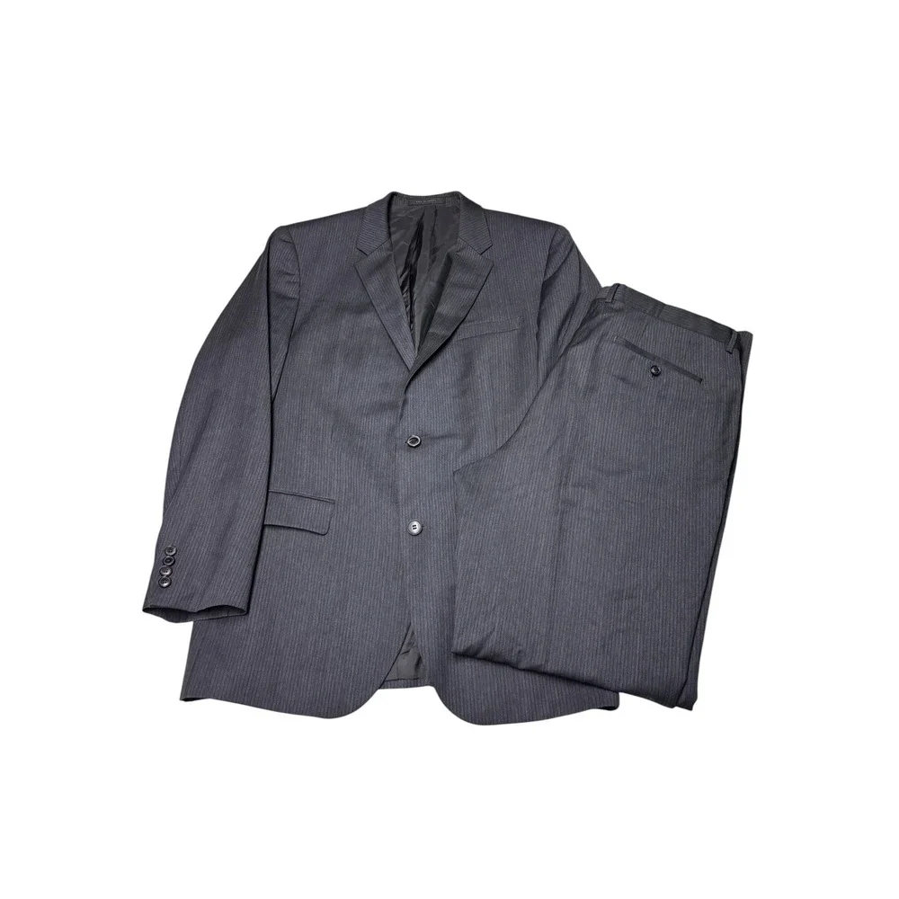 Hugo Boss The Grand Central Mens 44L Pinstripe  Grey 2 Button Suit‎ W38xL35